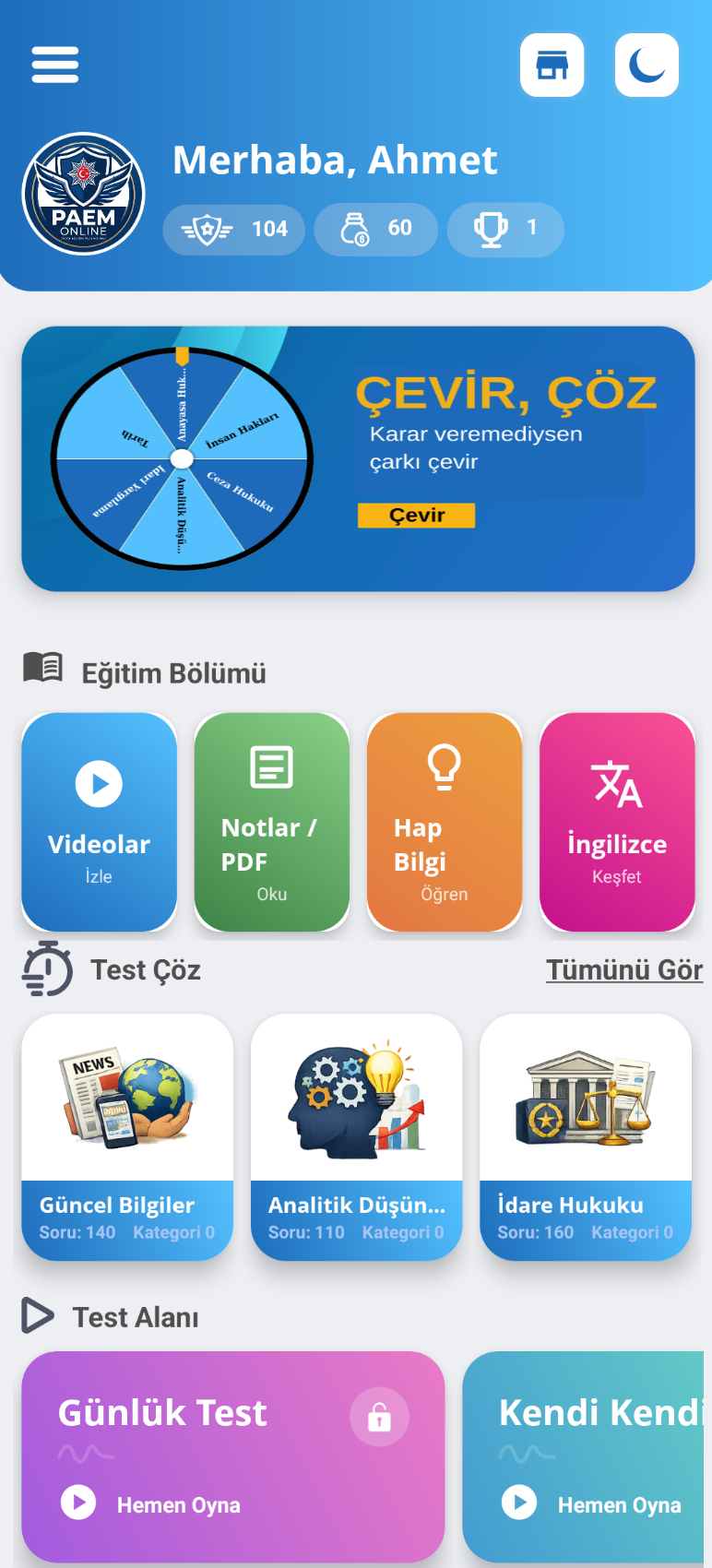 PAEM Online Giriş Ekranı